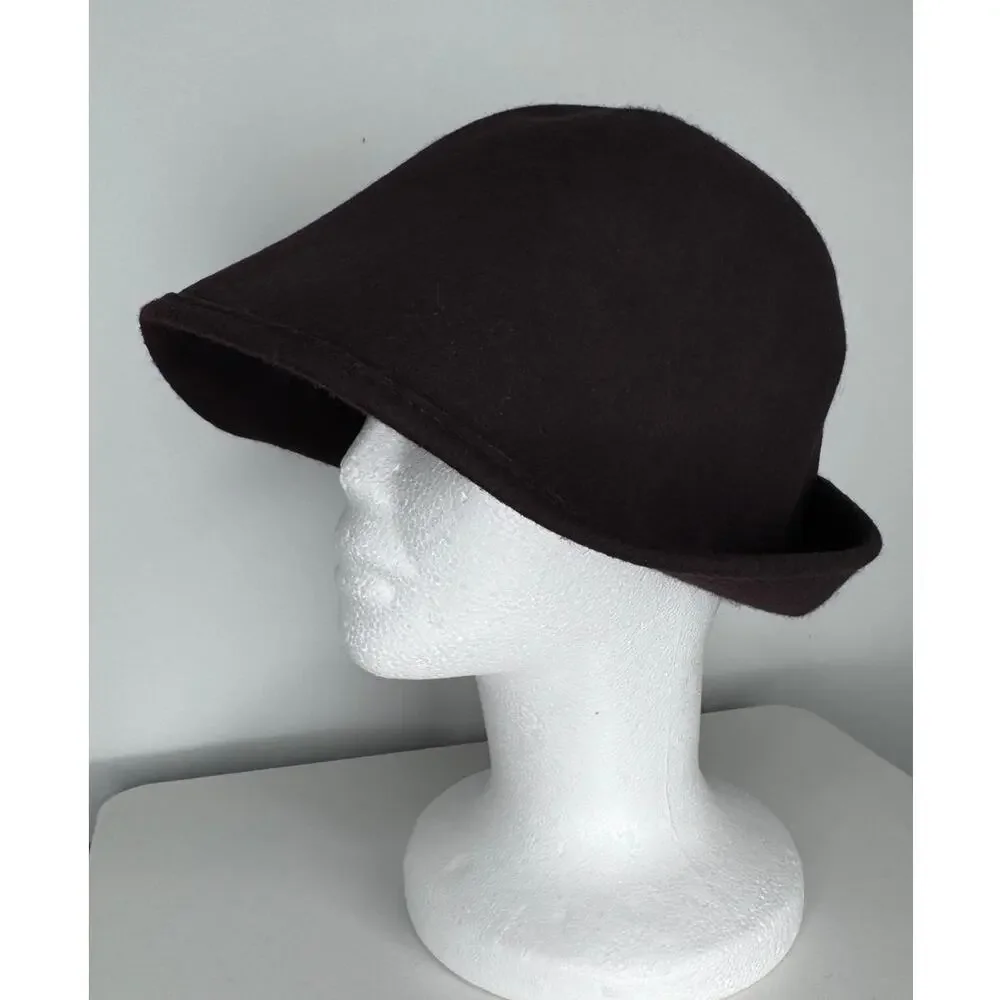 1970s–1980s New York Hat Co Brown Wool Felt Asymmetrical Cloche Hat